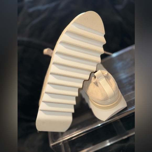 Softwaves Cream Platform Sneakers with Breathable Knit Upper - Picture 10 of 16